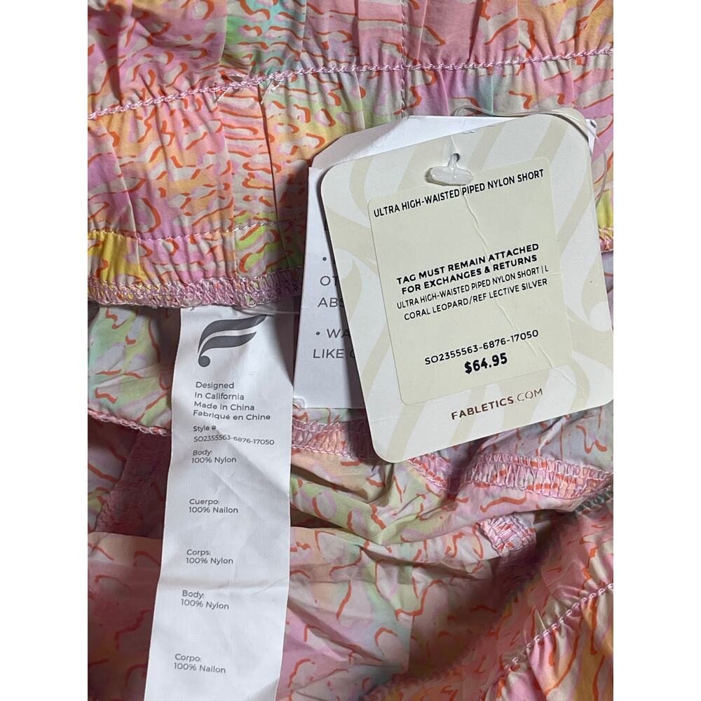 NEW Fabletics Multicolor Ultra High Waisted Piped Activewear Running Short Sz L - Picture 3 of 4